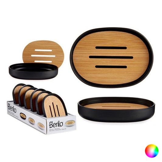 Sæbeskål Brun Sort Grå Bambus polypropylen 9,5 x 2,5 x 13 cm