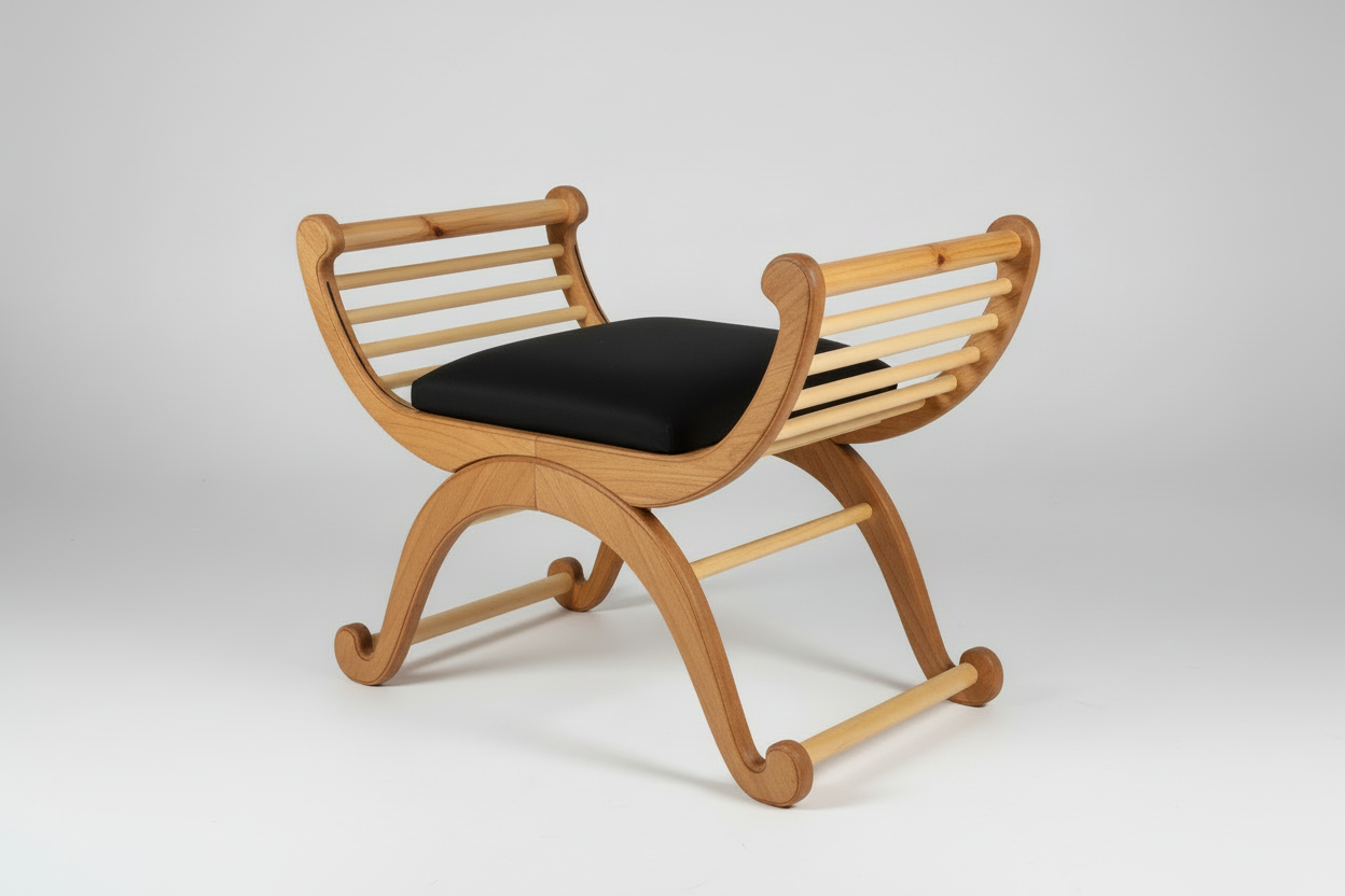 MONA wooden dining chair with black cushioned seat - front view