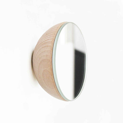 Round Beech Wood Wall Mounted Mirror Coat Hook-0