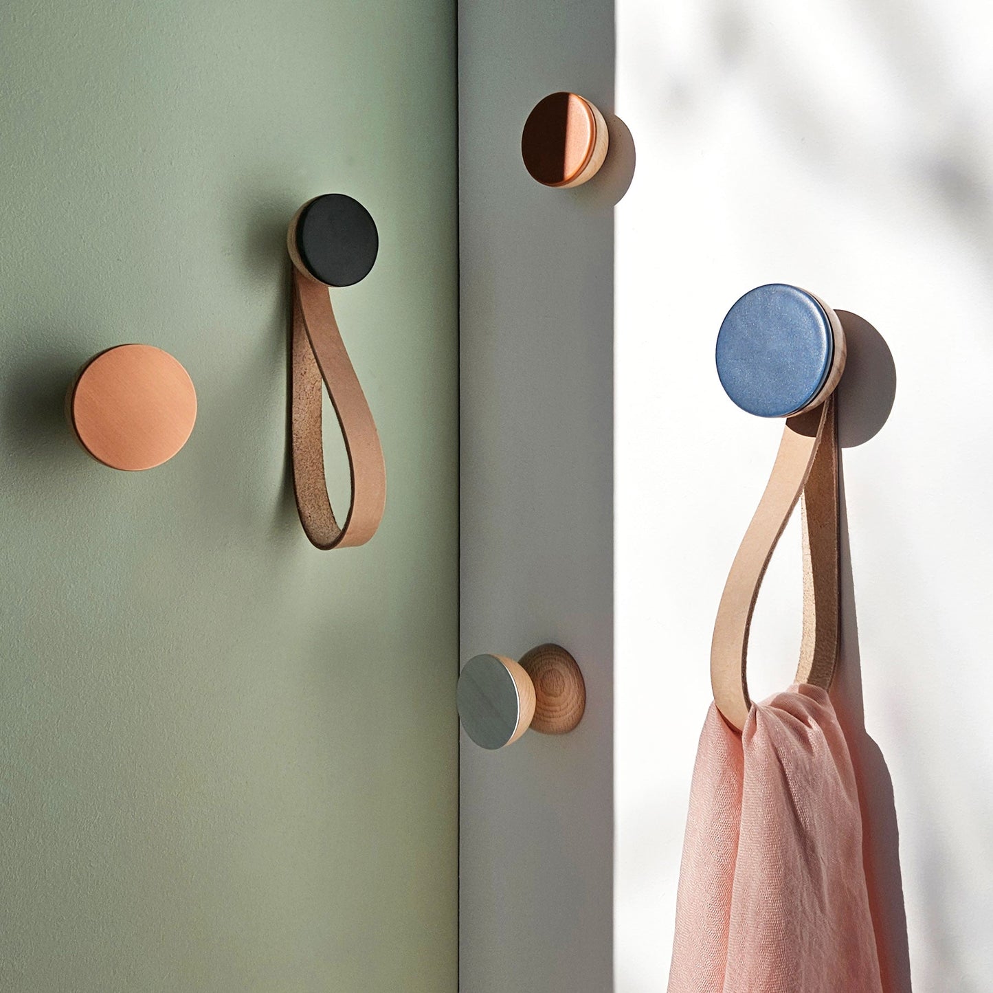 Round Walnut Wood & Copper Wall Mounted Coat Hook / Knob-3