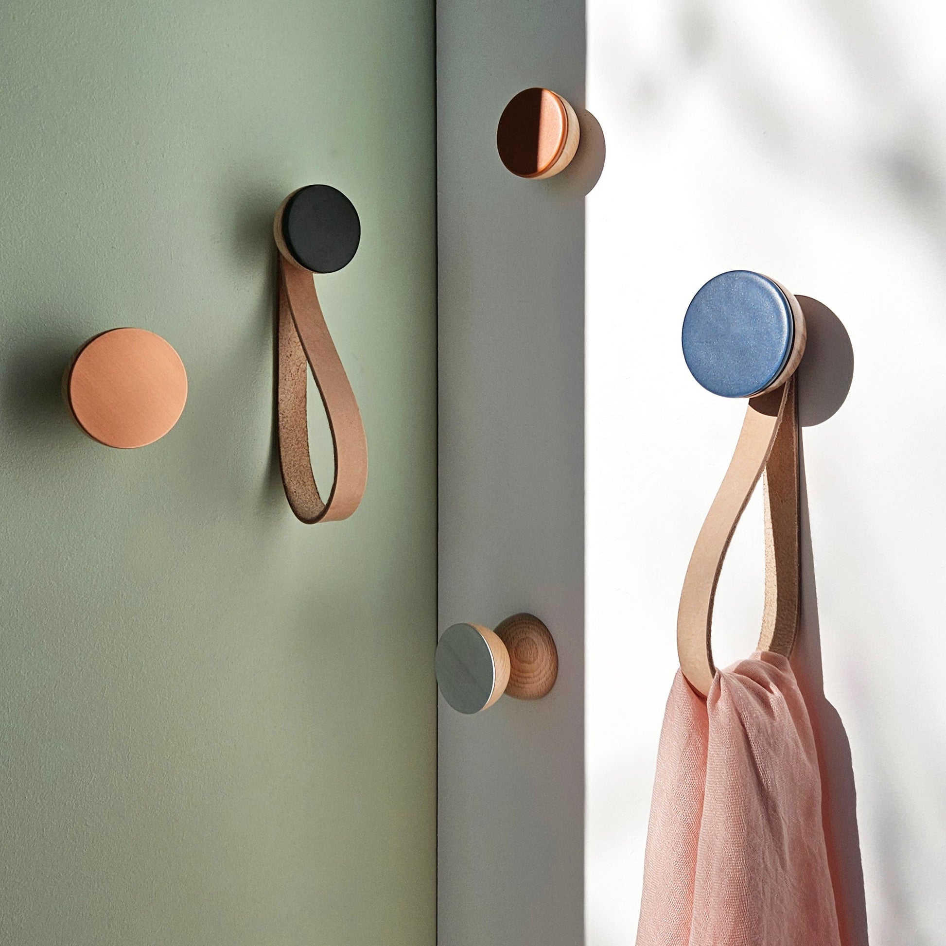 Round Walnut Wood & Copper Wall Mounted Coat Hook / Knob-3