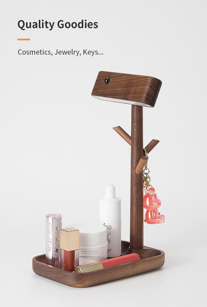 Magnetic Solid Wood Wall Light with Shelf-3