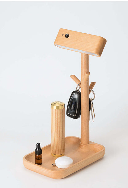 Magnetic Solid Wood Wall Light with Shelf-0