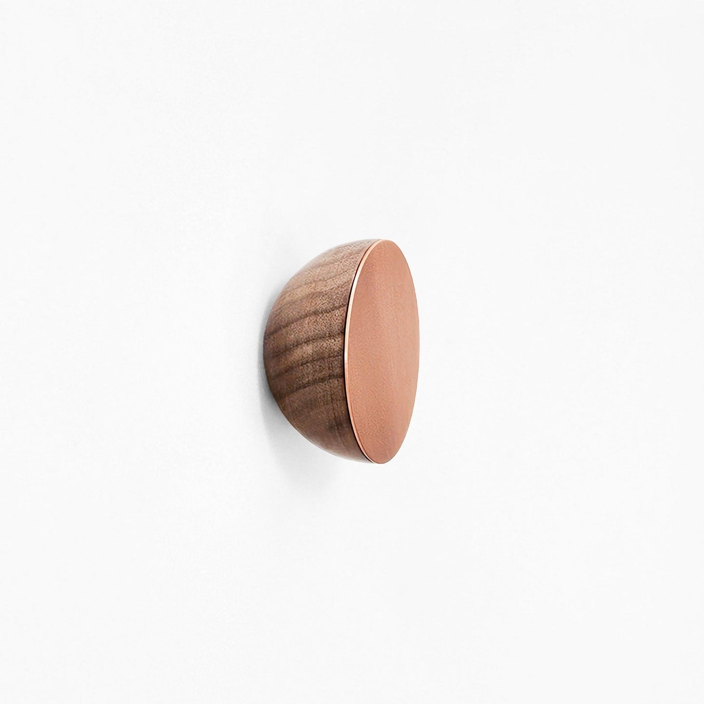 Round Walnut Wood & Copper Wall Mounted Coat Hook / Knob-0