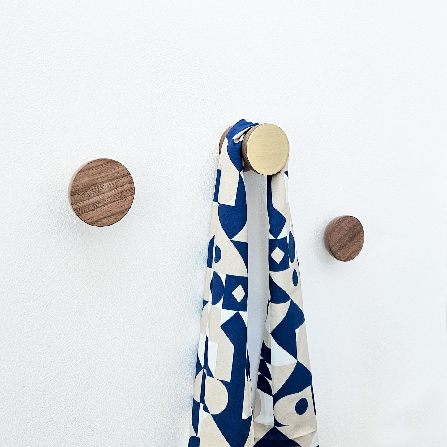 Walnut Wood Wall Hook – Brushed Brass-1