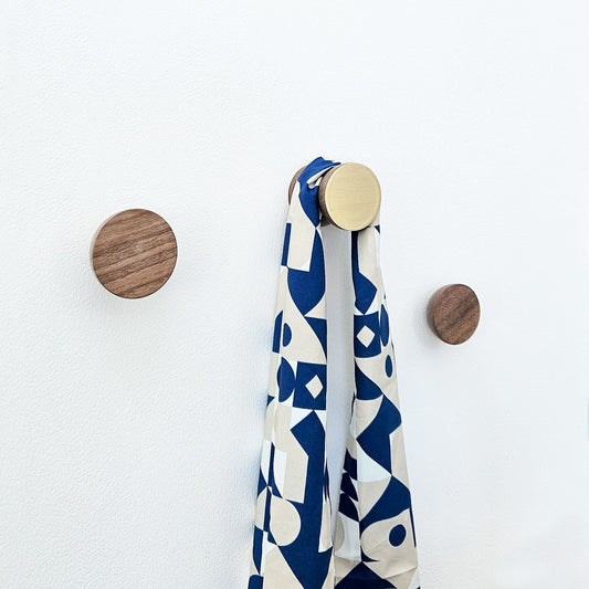 Walnut Wood Wall Hook – Brushed Brass-1
